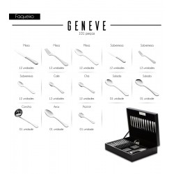 Faqueiro 101 Peças Geneve Em Aço Inox Wolff Com Estojo De Madeira 